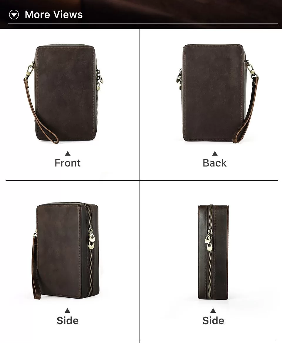 leather cigar travel humidor 🥃 – Crazy Horse cowhide 4-slot portable humidor with dual ... - SKU CHB10734 - UGI Packa...