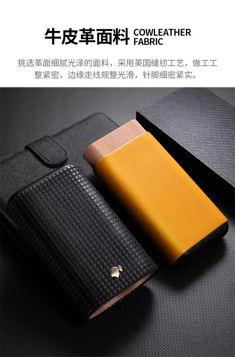 Premium Leather Cigar Travel Case for 3 Cigars – Portable Humidor with Spanish Cedar Li... - SKU CHB10683 - UGI Packaging