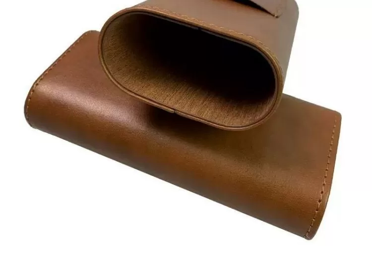 Brown Leather Cigar Case Holder for 3 Cigars – Travel Humidor Tube Set with Stainless S... - SKU CHB10764 - UGI Packaging