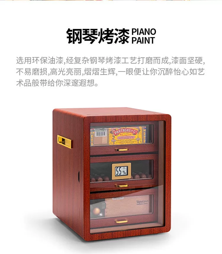 Luxury Cedar Wood Cigar Humidor Cabinet with Hygrometer, Humidifier, Glass Door, 3 Draw... - SKU CHB10692 - UGI Packaging