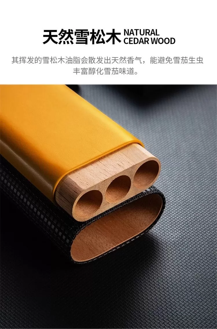 Premium Leather Cigar Travel Case for 3 Cigars – Portable Humidor with Spanish Cedar Li... - SKU CHB10683 - UGI Packaging
