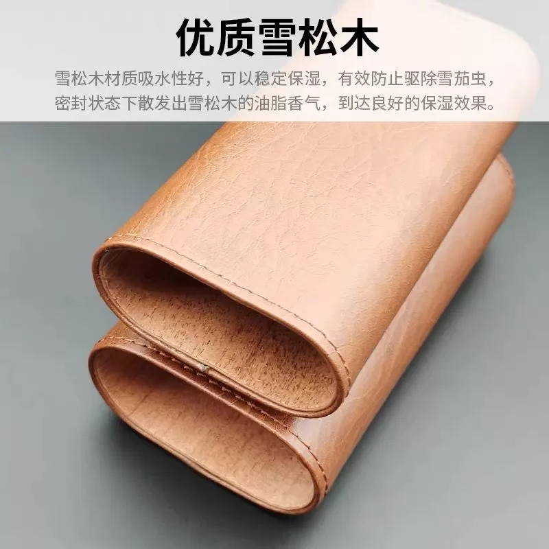 Premium Leather Cigar Case Holder with Cedar Wood Lining – Handcrafted Cowhide Travel H... - SKU CHB10770 - UGI Packaging
