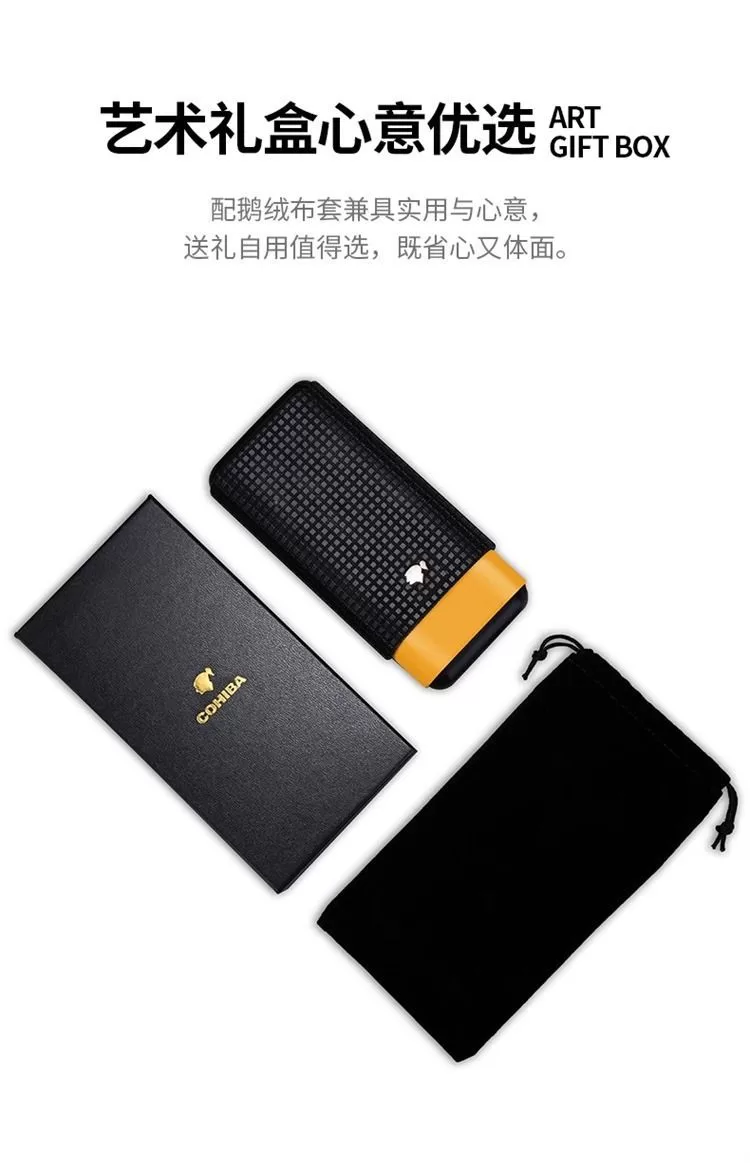 Premium Leather Cigar Travel Case for 3 Cigars – Portable Humidor with Spanish Cedar Li... - SKU CHB10683 - UGI Packaging