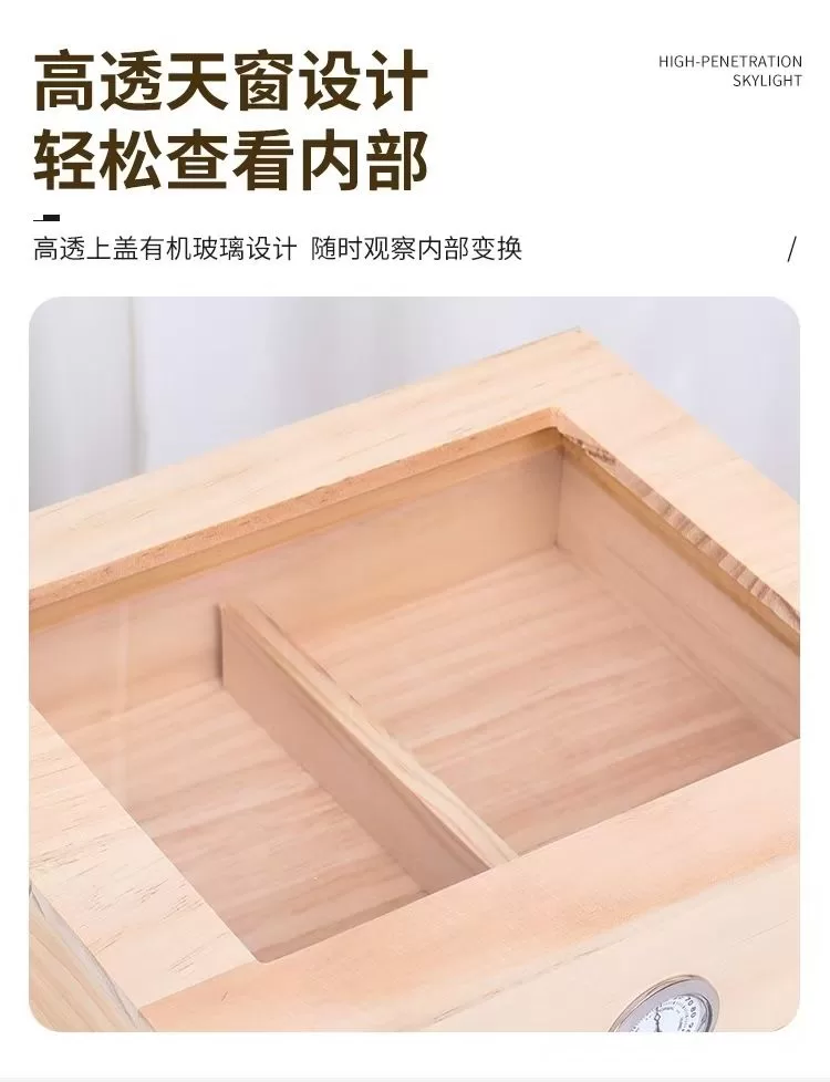 Premium Cedar Wood Cigar Humidor Box with Glass Top and Hygrometer – Large Capacity Sto... - SKU CHB10782 - UGI Packaging