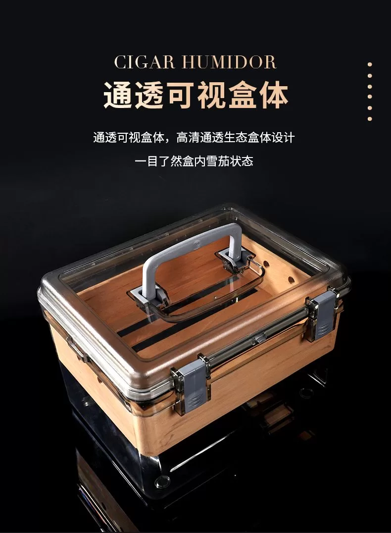 Premium Cigar Humidor Box with Transparent Lid – Spanish Cedar Wood & Food-Grade PS – A... - SKU CHB10672 - UGI Packaging