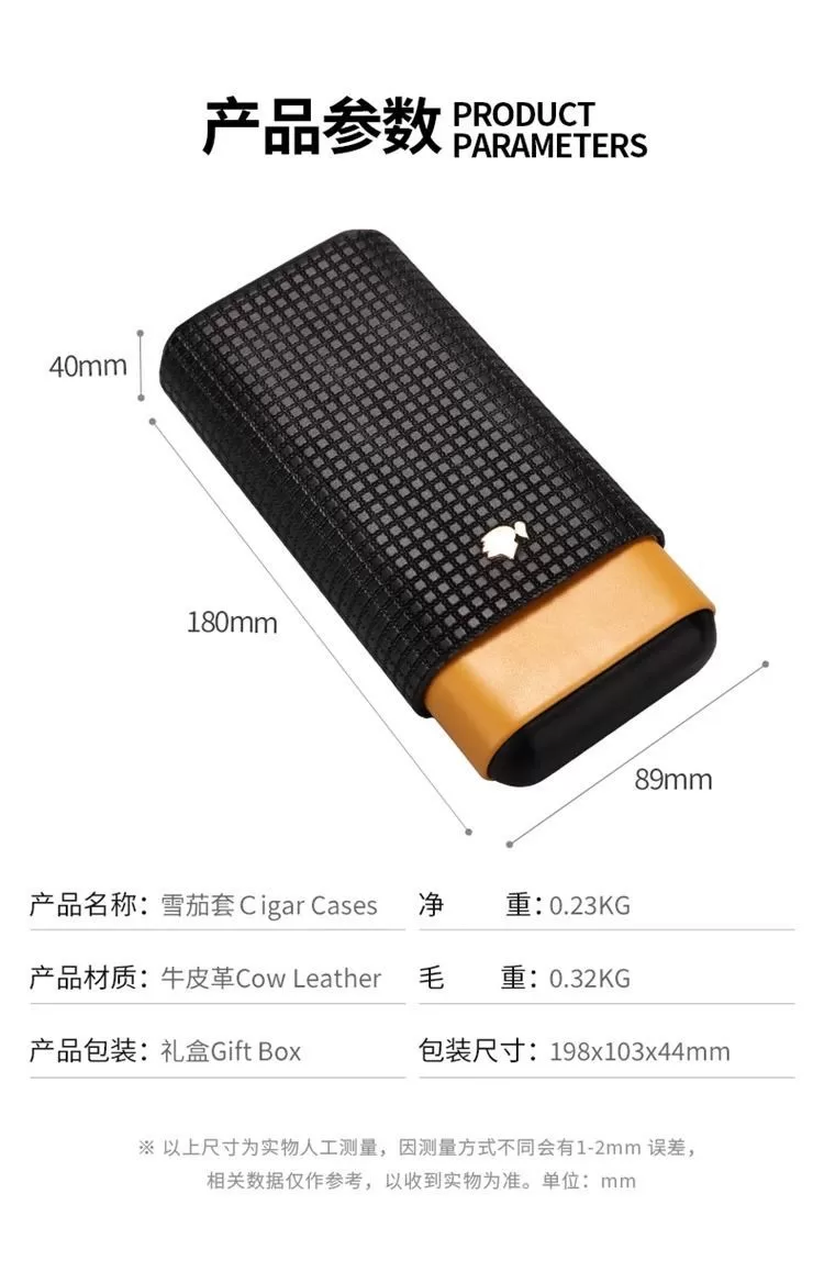 Premium Leather Cigar Travel Case for 3 Cigars – Portable Humidor with Spanish Cedar Li... - SKU CHB10683 - UGI Packaging