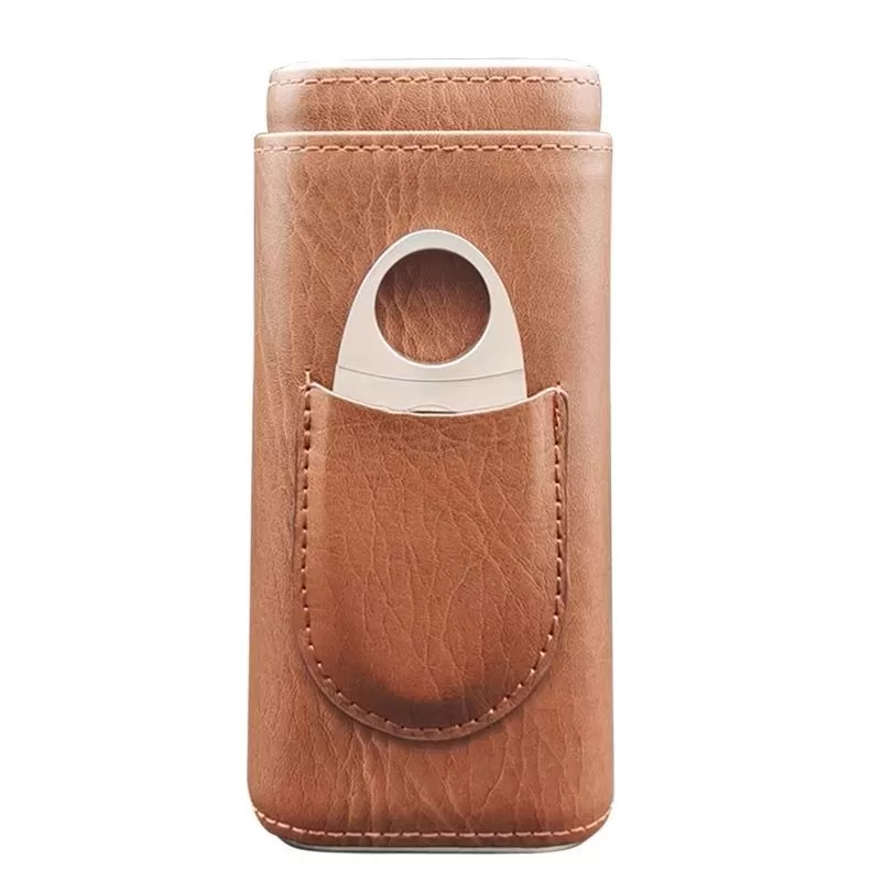 Premium Leather Cigar Case Holder with Cedar Wood Lining – Handcrafted Cowhide Travel H... - SKU CHB10770 - UGI Packaging