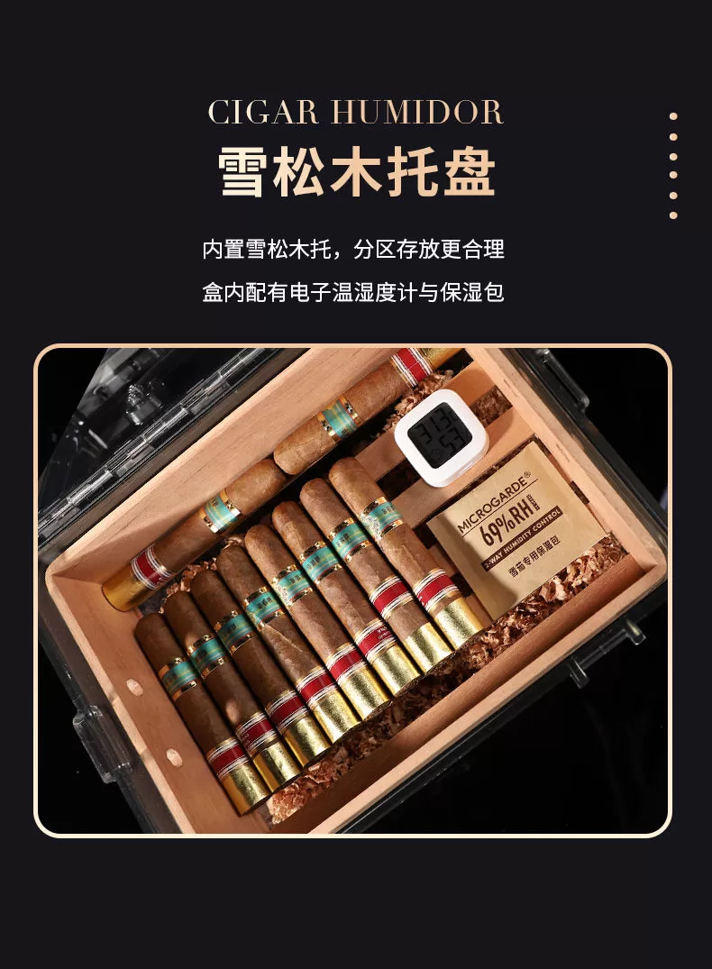 Premium Cigar Humidor Box with Transparent Lid – Spanish Cedar Wood & Food-Grade PS – A... - SKU CHB10672 - UGI Packaging