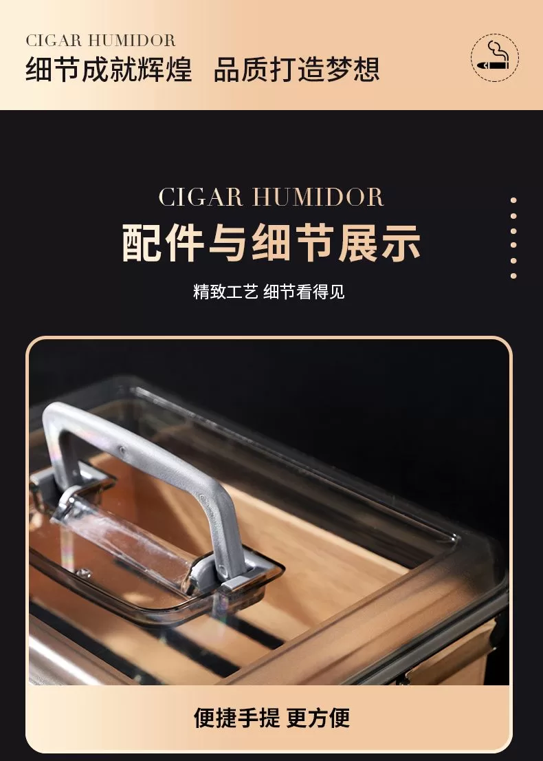 Premium Cigar Humidor Box with Transparent Lid – Spanish Cedar Wood & Food-Grade PS – A... - SKU CHB10672 - UGI Packaging