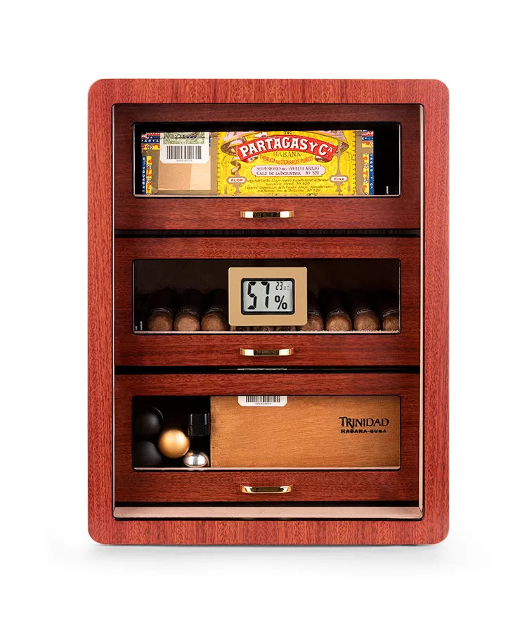 Luxury Cedar Wood Cigar Humidor Cabinet with Hygrometer, Humidifier, Glass Door, 3 Draw... - SKU CHB10692 - UGI Packaging