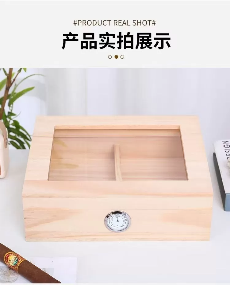 Premium Cedar Wood Cigar Humidor Box with Glass Top and Hygrometer – Large Capacity Sto... - SKU CHB10782 - UGI Packaging