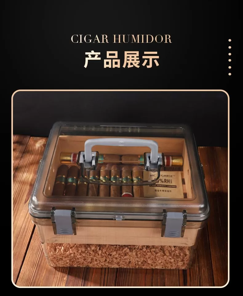 Premium Cigar Humidor Box with Transparent Lid – Spanish Cedar Wood & Food-Grade PS – A... - SKU CHB10672 - UGI Packaging