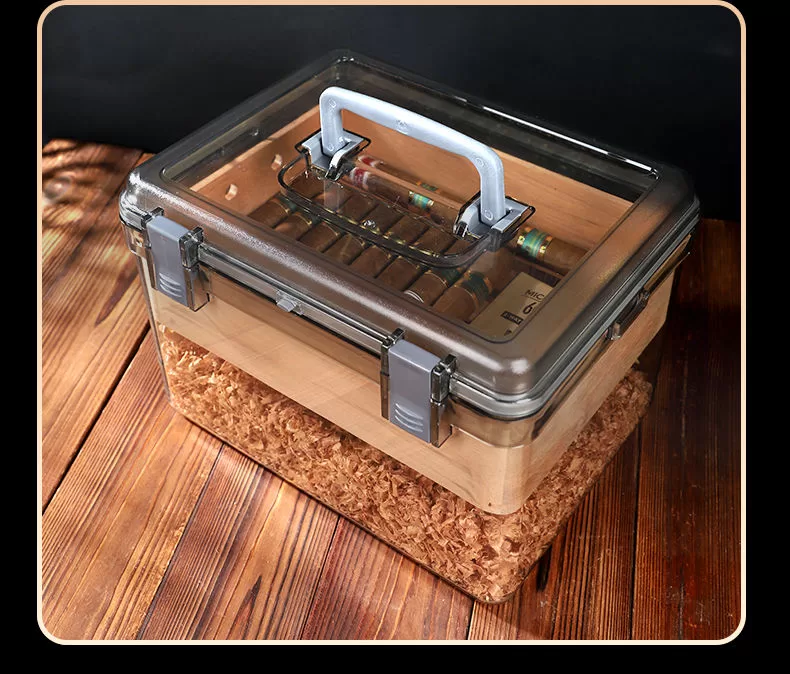 Premium Cigar Humidor Box with Transparent Lid – Spanish Cedar Wood & Food-Grade PS – A... - SKU CHB10672 - UGI Packaging