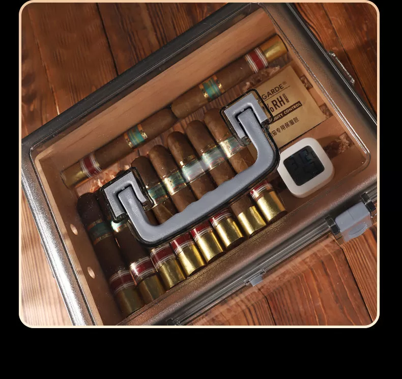 Premium Cigar Humidor Box with Transparent Lid – Spanish Cedar Wood & Food-Grade PS – A... - SKU CHB10672 - UGI Packaging