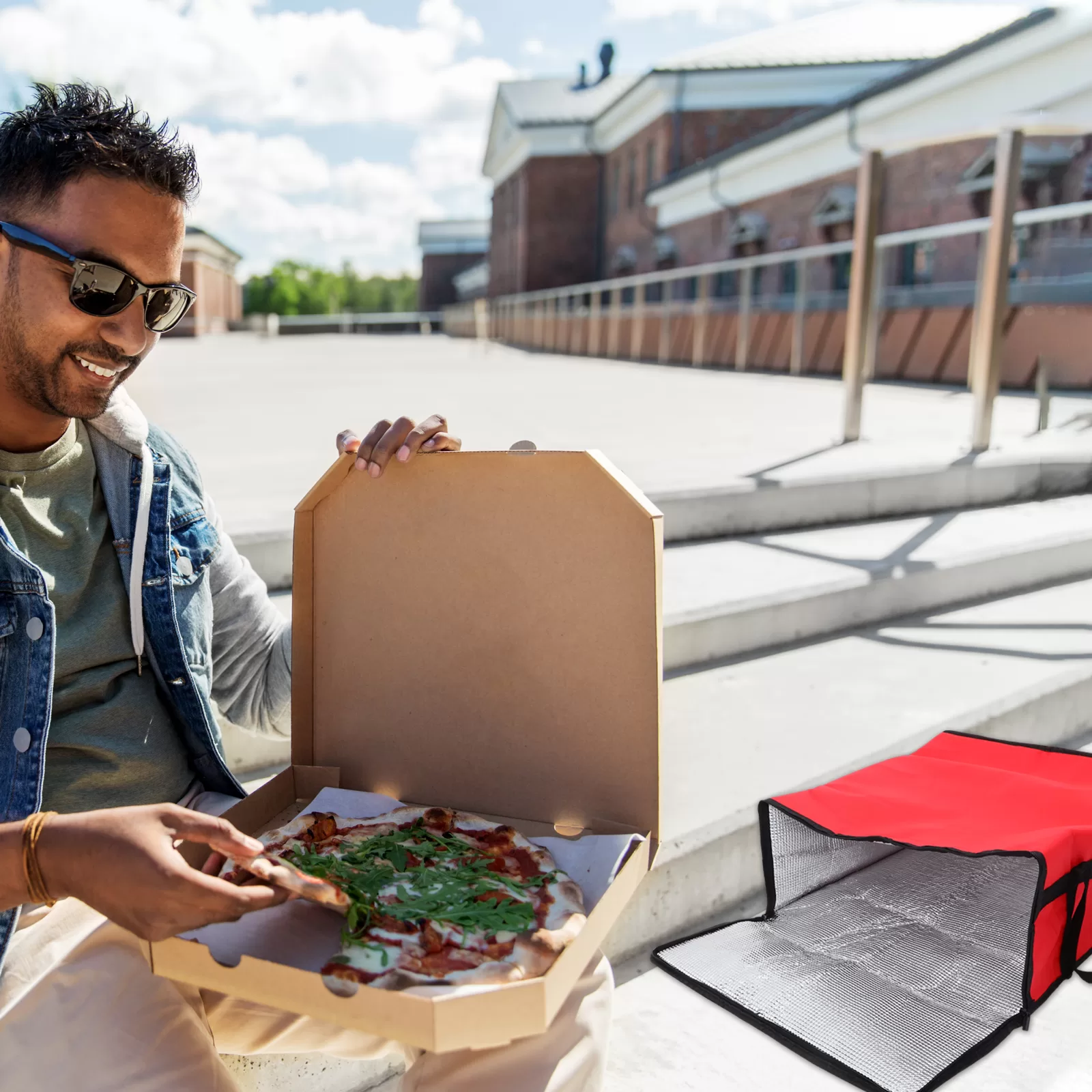 25 Pack Insulated Shipping Bags for Food – Red Striped Thermal Mailers with Self-Sealing Closure – Leakproof Padded Envelopes for Frozen, Hot or Cold Delivery – 8x10 Inch Heat-Resistant Liners 1