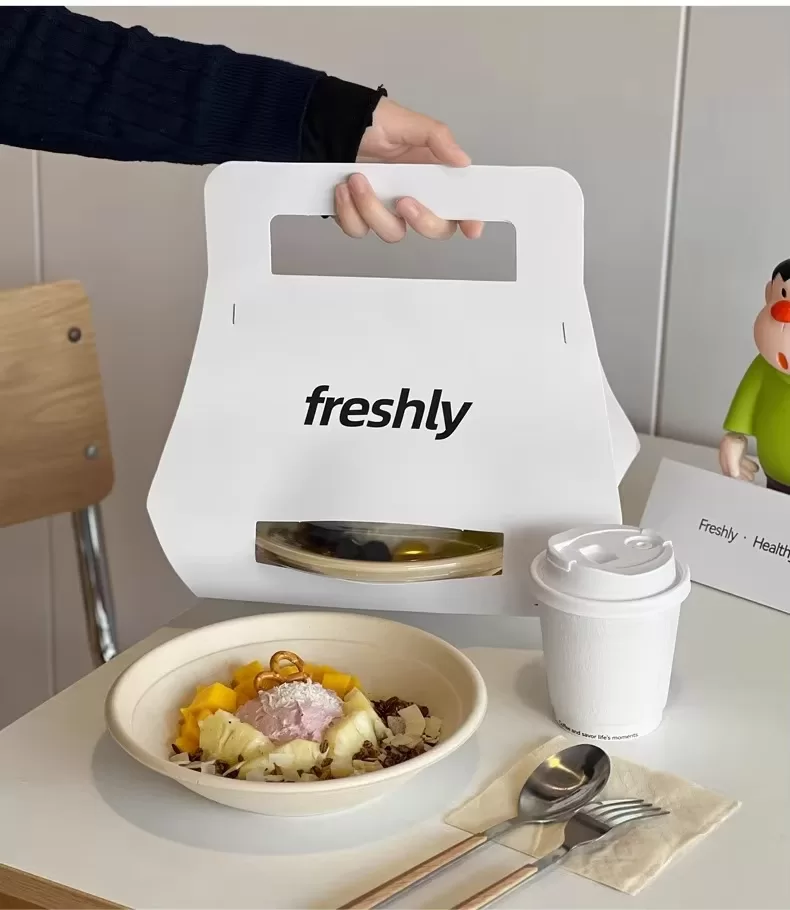 Biodegradable Paper Pulp Lunch Trays – Custom Logo Eco-Friendly 3-Compartment Disposabl... - SKU PDH22082 - UGI Packaging