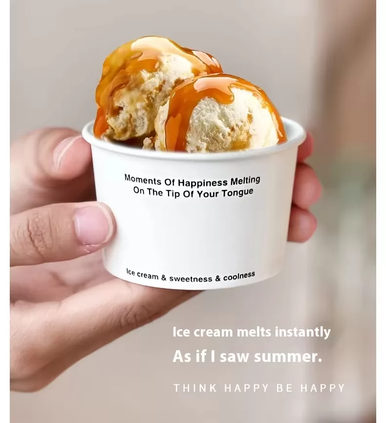 Custom Logo Paper Dessert Cups for Ice Cream & Yogurt – Disposable Leakproof Snack Bowl... - SKU FTC01264 - UGI Packaging