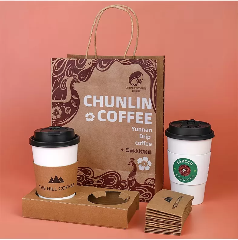 Custom Corrugated Paper Coffee Cup Sleeves – Anti-Scald Ripple Insulated Wrap with Logo... - SKU Custom Corrugated Paper...