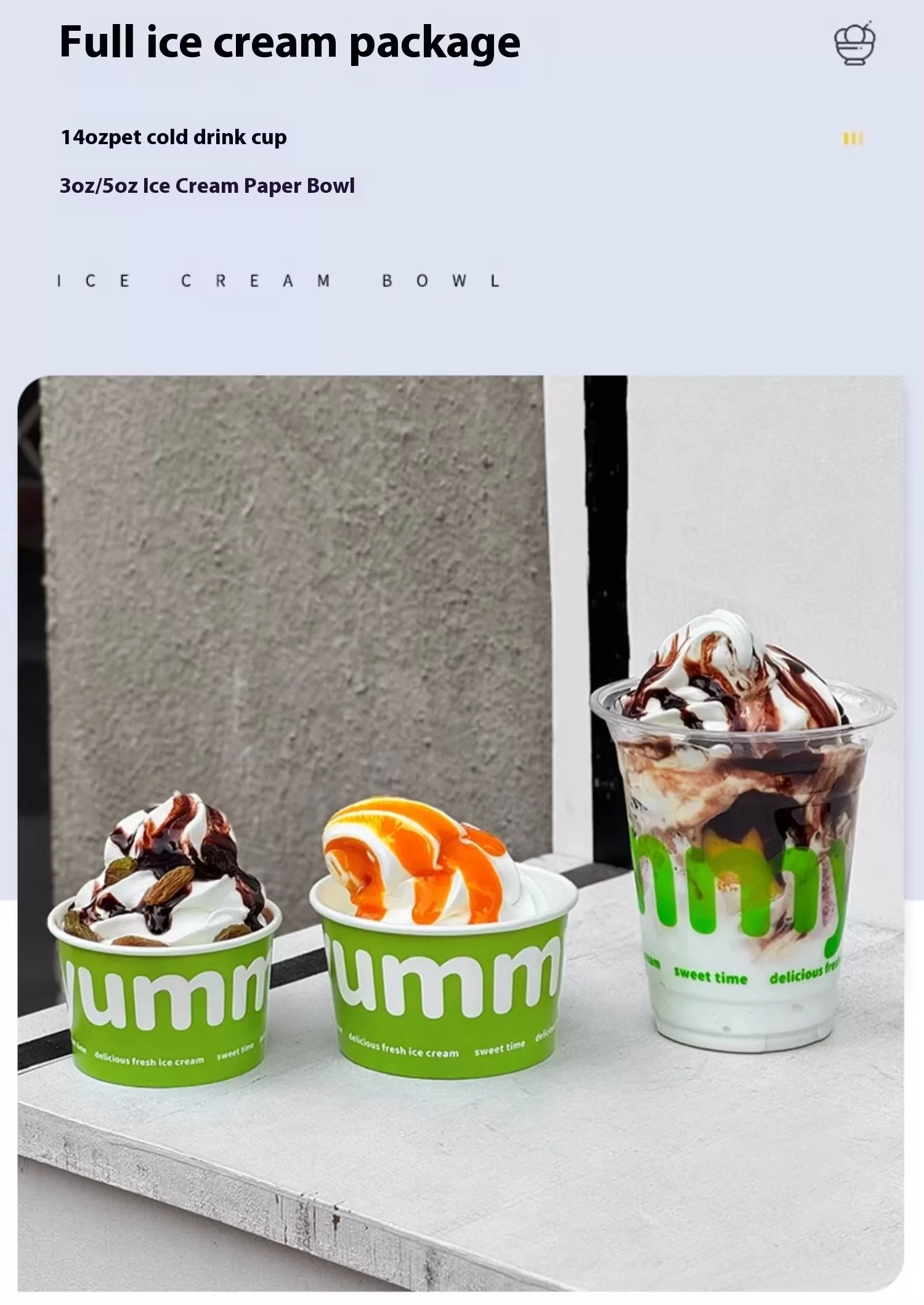 Custom Printed Disposable Ice Cream Paper Cups – Leak-Resistant Single Wall Dessert Bow... - SKU FTC01251 - UGI Packaging