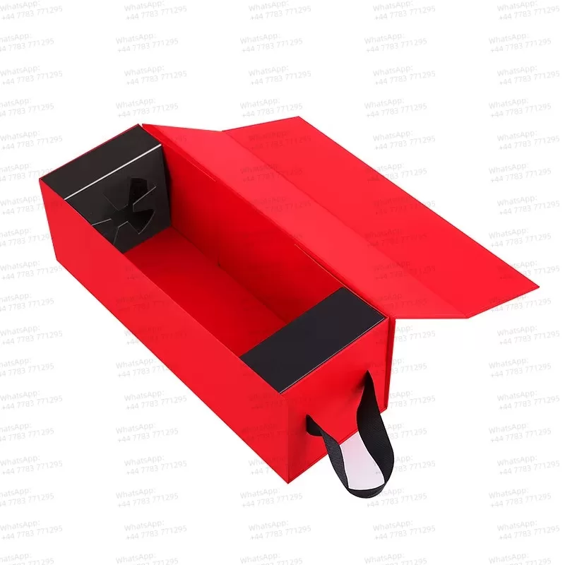 Eco-Friendly Magnetic Wine Gift Box with Handle – Foldable Cardboard Carton for Red Win... - SKU FWB73098 - UGI Packaging