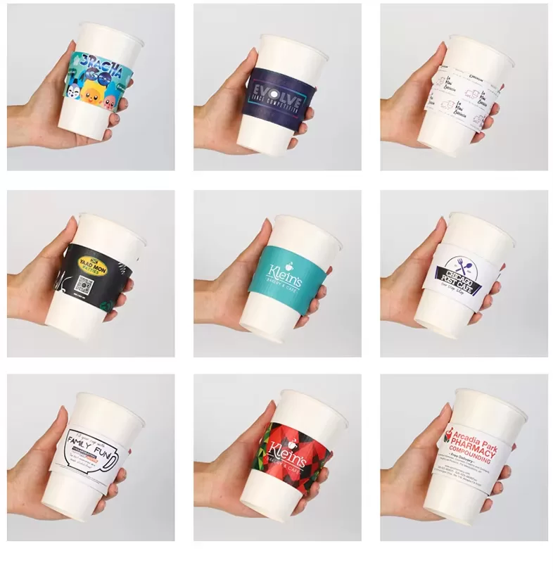 Custom Corrugated Paper Coffee Cup Sleeves – Anti-Scald Ripple Insulated Wrap with Logo... - SKU Custom Corrugated Paper...