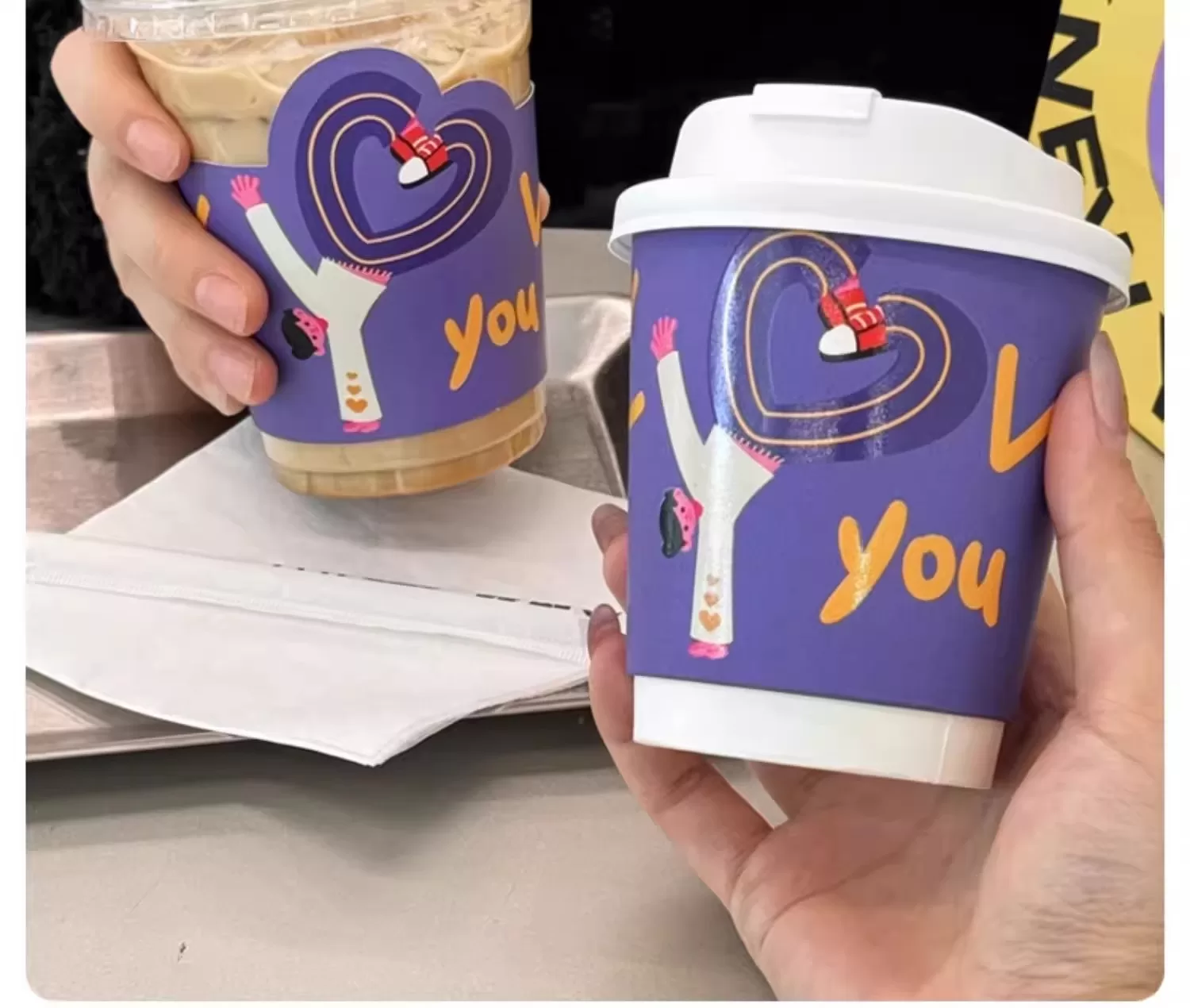 Valentine’s Day Disposable Paper Cups – 16oz Pink Heart Theme Hot & Cold Beverage Cup –... - SKU CCS15116 - UGI Pack...