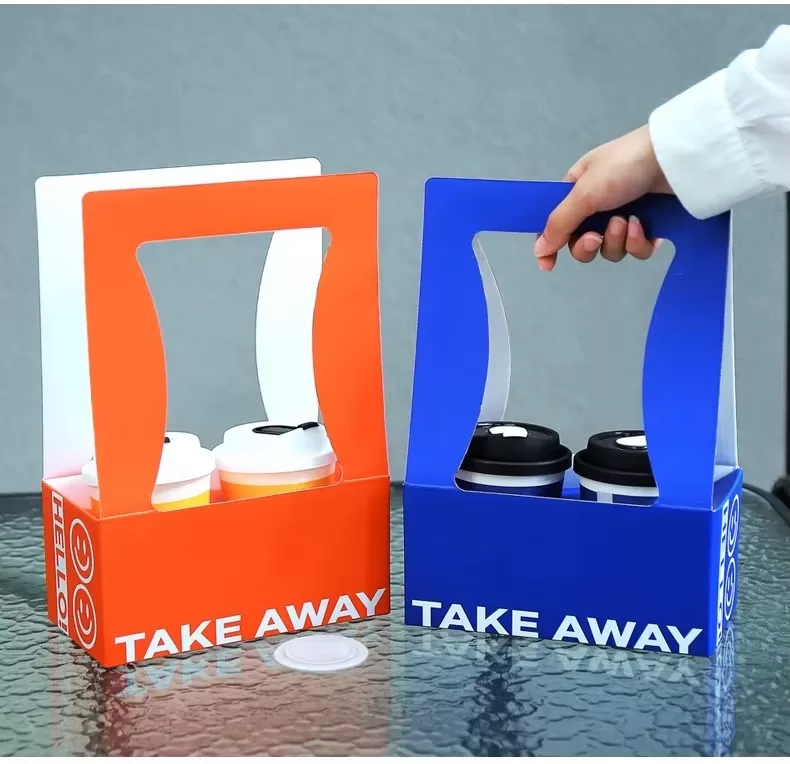 Corrugated Paper Cup Carrier Tray – Portable Eco-Friendly Drink Holder for 2/4 Cups – S... - SKU PDH22019 - UGI Packaging