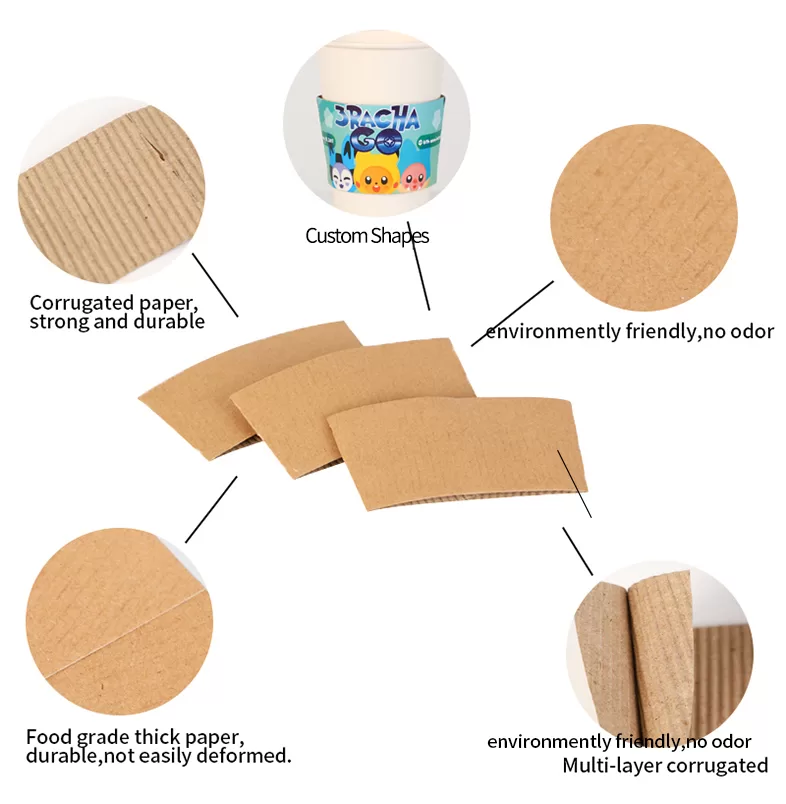 Recyclable Kraft Paper Coffee Cup Sleeves – Custom Logo Disposable Heat Sleeve for Hot ... - SKU CCS15073 - UGI Packaging