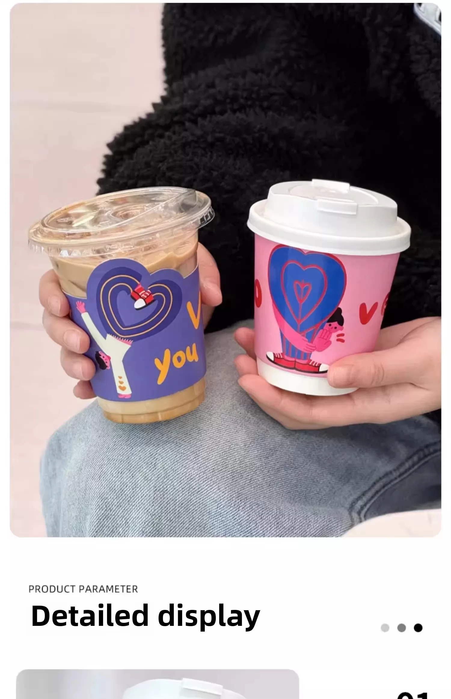 Valentine’s Day Disposable Paper Cups – 16oz Pink Heart Theme Hot & Cold Beverage Cup –... - SKU CCS15116 - UGI Pack...