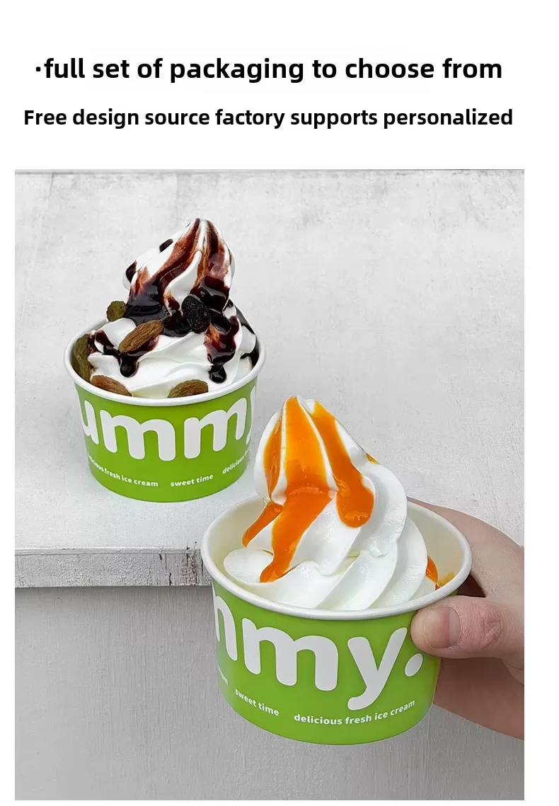 Custom Printed Disposable Ice Cream Paper Cups – Leak-Resistant Single Wall Dessert Bow... - SKU FTC01251 - UGI Packaging