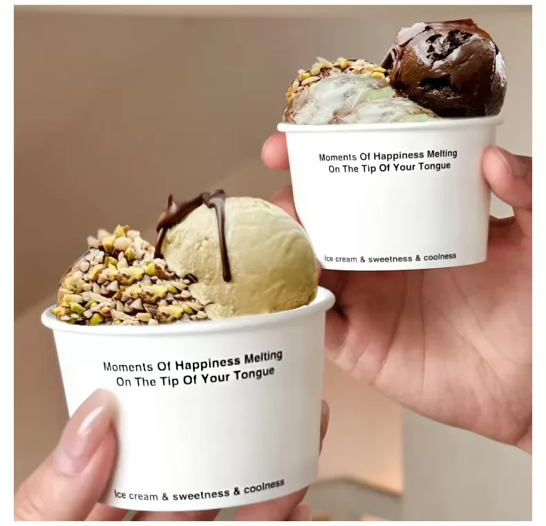Custom Printed Paper Ice Cream Cups – Disposable Dessert Bowls with Leak-Resistant Coat... - SKU FTC01273 - UGI Packaging