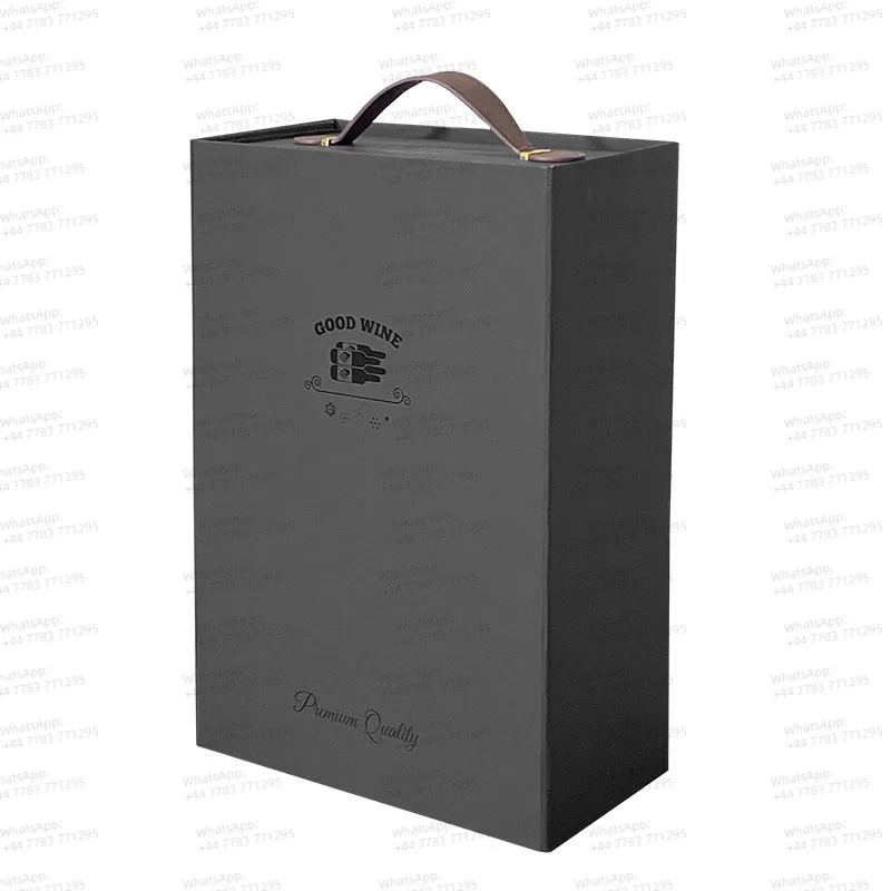 Eco-Friendly Magnetic Wine Gift Box with Handle – Foldable Cardboard Carton for Red Win... - SKU FWB73098 - UGI Packaging