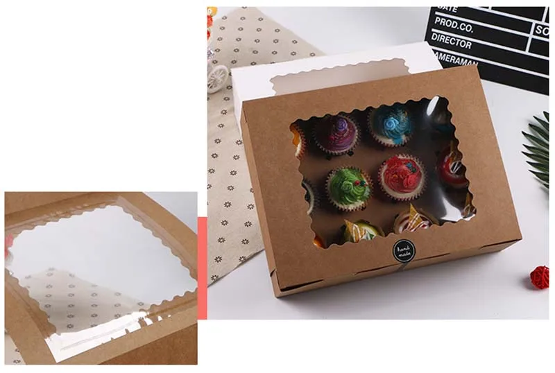 5-Pack 12-Cup Kraft Cupcake Boxes with Clear Window & Inserts – Recyclable Muffin Dessert Carriers for Parties, Birthdays, Weddings, Pastry Takeout & Gift Packaging – Easy Assembly 7