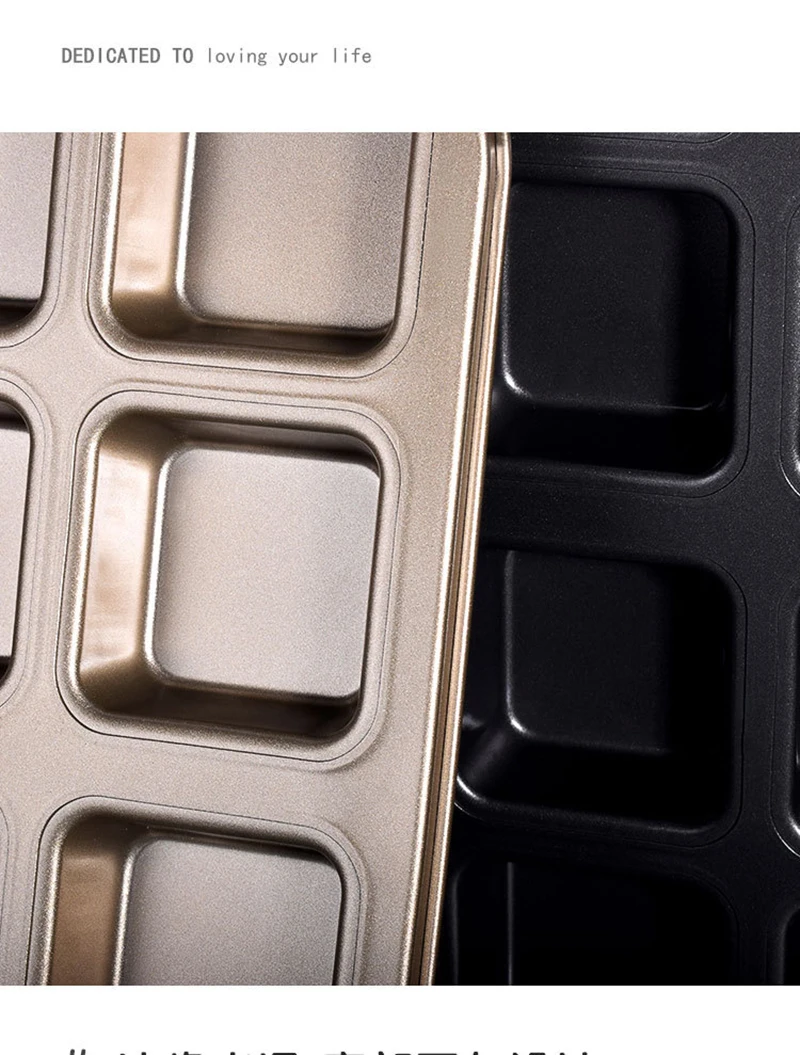 Non-Stick 12/6 Cavity Square Muffin Cupcake Baking Pan – Carbon Steel Mini Cake Tray for Oven, Household Bread Burger Mold for Baking, Reusable Bakeware for Kitchen, Easy Clean, Durable