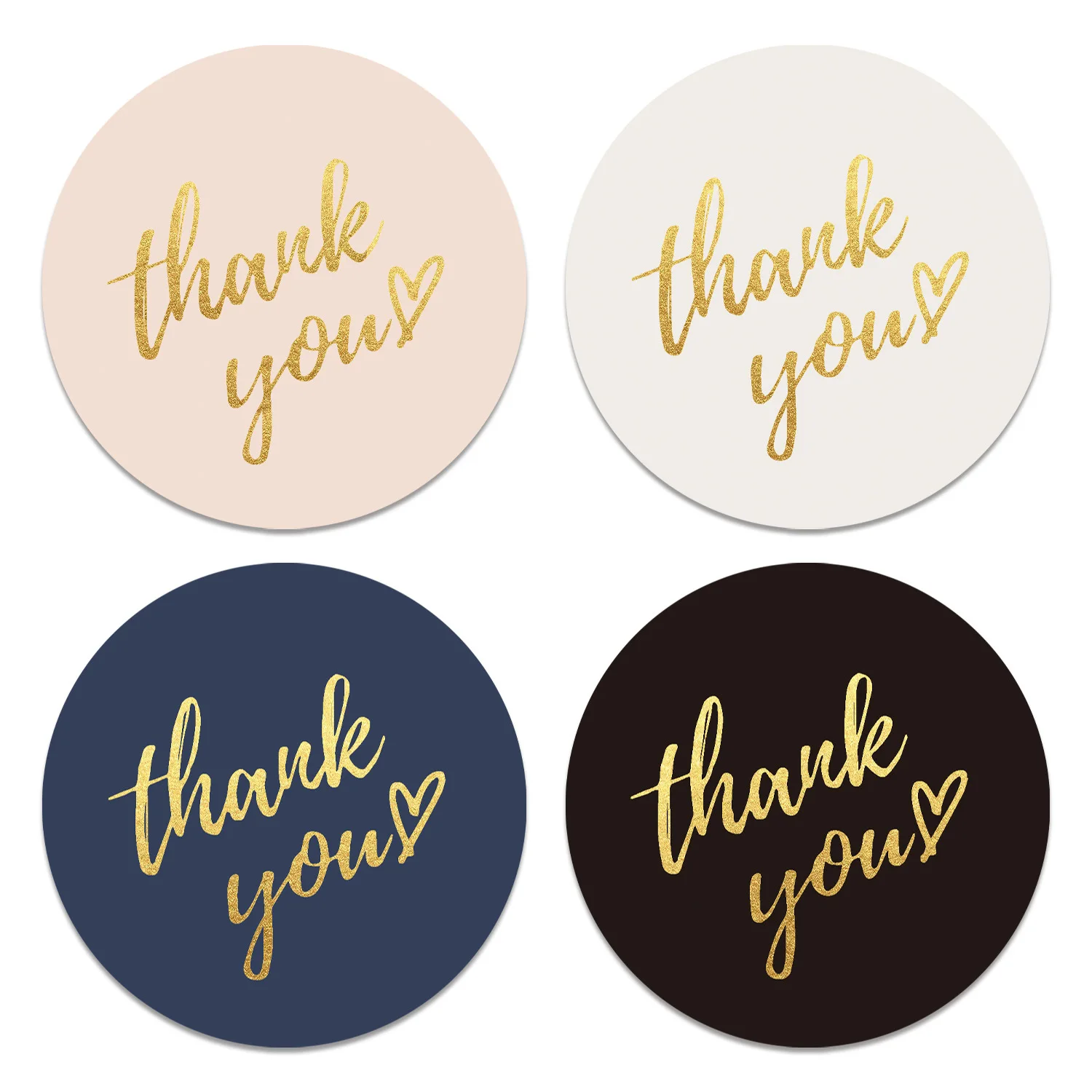Gold Foil Thank You Stickers Roll – Waterproof Self-Adhesive Round Labels with Bronzing Finish – Custom Logo Option for Food Packaging, Gifts, Weddings, and E-commerce