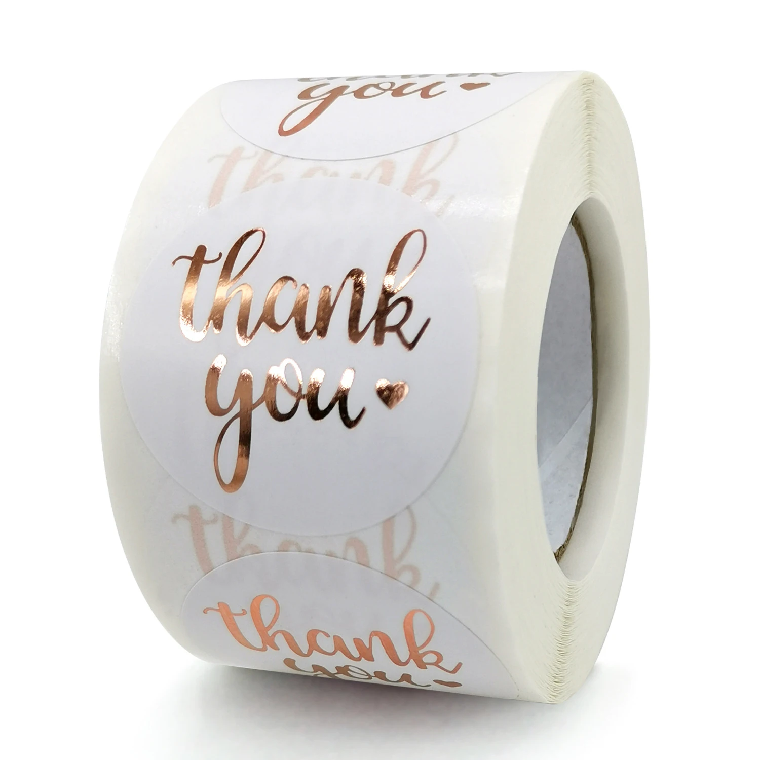 Gold Foil Thank You Stickers Roll – Waterproof Self-Adhesive Round Labels with Bronzing Finish – Custom Logo Option for Food Packaging, Gifts, Weddings, and E-commerce