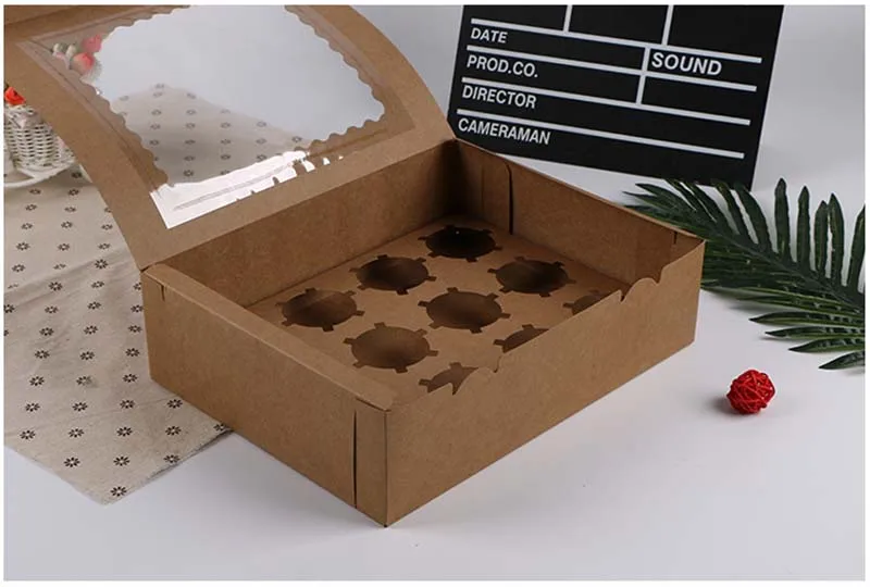 5-Pack 12-Cup Kraft Cupcake Boxes with Clear Window & Inserts – Recyclable Muffin Dessert Carriers for Parties, Birthdays, Weddings, Pastry Takeout & Gift Packaging – Easy Assembly 8