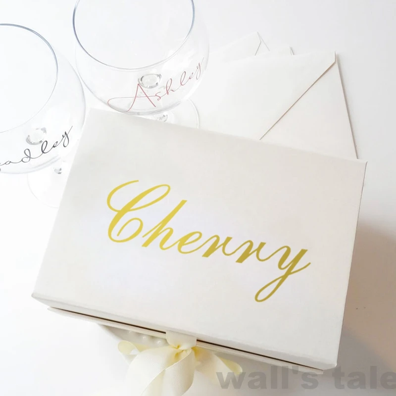 Custom Name Vinyl Decal Sticker for Gift Box Decoration – Personalized Removable Sticker for Weddings, Birthdays, Bridesmaid Proposals, Christmas, and Special Occasions