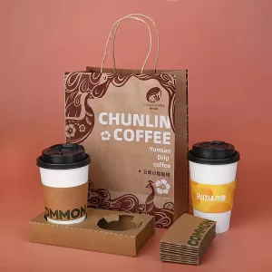 Custom Printed Disposable Kraft Paper Cup Sleeves for Coffee and Milk Tea – 250GSM Insulated Drink Holder Wrap – Eco-Friendly Heat Barrier for Hot & Cold Beverages – Personalized Logo Packaging