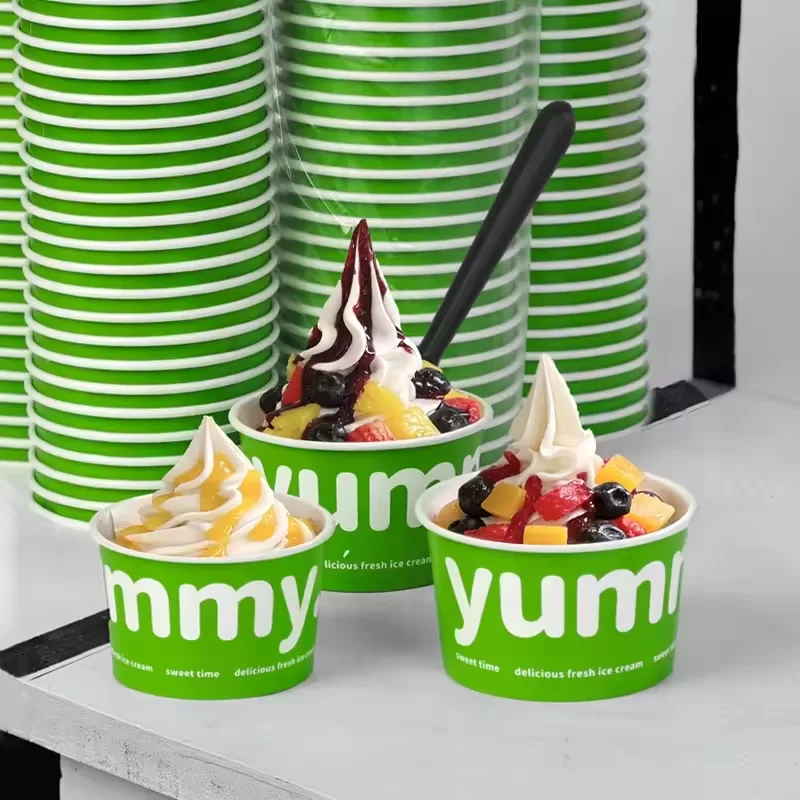 Custom Printed Disposable Ice Cream Paper Cups – Leak-Resistant Single Wall Dessert Bowls for Yogurt, Gelato & Snacks – Eco-Friendly Food Grade Containers for Parties, Cafes – 1000 Pack - 图片 2