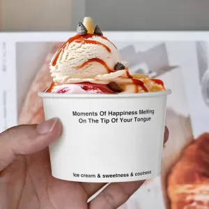Custom Printed Paper Ice Cream Cups – Disposable Dessert Bowls with Leak-Resistant Coating, Eco-Friendly Paper Yogurt Containers for Events, Cafés, or Takeout – Multiple Sizes