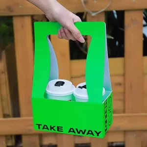 Corrugated Paper Cup Carrier Tray – Portable Eco-Friendly Drink Holder for 2/4 Cups – Sturdy Recyclable Takeout Beverage Organizer for Coffee, Tea, Juices – Ideal for Cafes, Events & Delivery Use