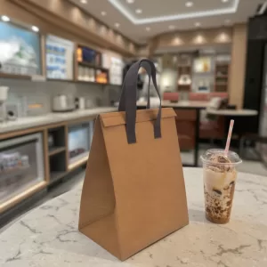 Disposable Insulated Food Delivery Bag with Handle – Thermal Non-Woven Cooler Tote for Hot & Cold Lunch, Takeout, Grocery – Recyclable, Lightweight, Bulk Custom Logo Printing Available