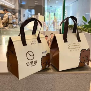 Insulated Non-Woven Thermal Cooler Bag – Waterproof Foldable Lunch Tote with Zipper Closure – Large Capacity for Food Delivery, Grocery, Travel, and Eco-Friendly Cold/Hot Storage