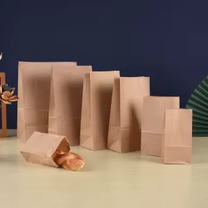 Disposable Paper Lunch Bags – Kraft Food Bags with Custom Logo Option – Grease-Resistant, Recyclable Takeout Packaging for Sandwiches, Snacks, Bakery, Catering, Parties & Daily Use