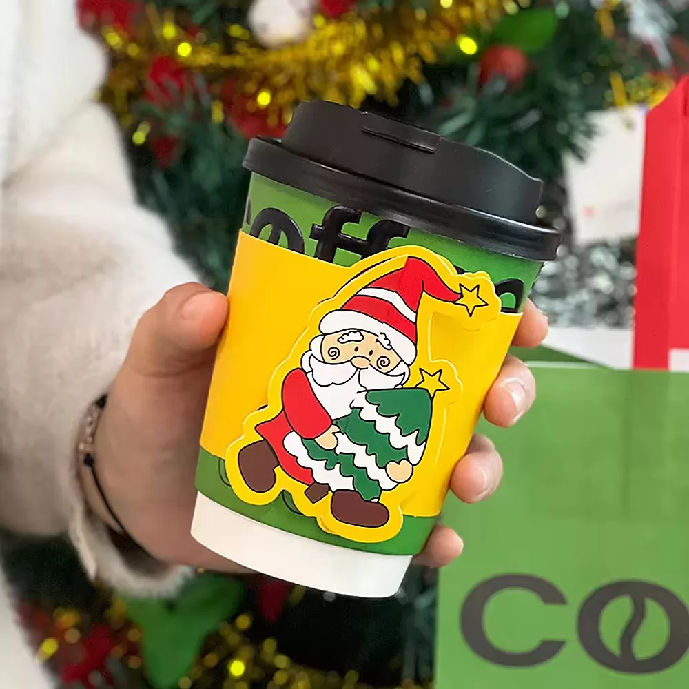 Christmas Holiday Disposable Coffee Cups – 16oz Festive Kraft Paper Hot Drink Cups with Custom Logo – Leak-Proof PE Lined Eco Beverage Cups for Winter Events, Cafes, and Seasonal Parties - 图片 6