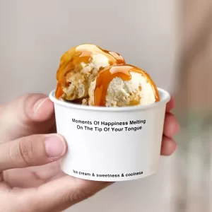 Custom Logo Paper Dessert Cups for Ice Cream & Yogurt – Disposable Leakproof Snack Bowls with Food-Safe Coating – Eco Kraft Serving Containers for Cafes, Events & Shops – 1000 Pack