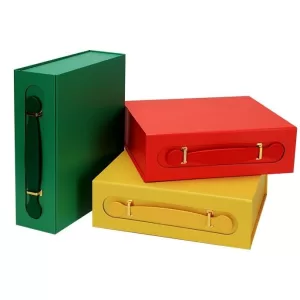 In Stock – Foldable Magnetic Gift Box with Handle, Matt Lamination & Embossed Logo – Rectangular Paperboard Packaging for Baby Gifts, Toys, Clothes – Ready to Ship – Elegant & Durable Design