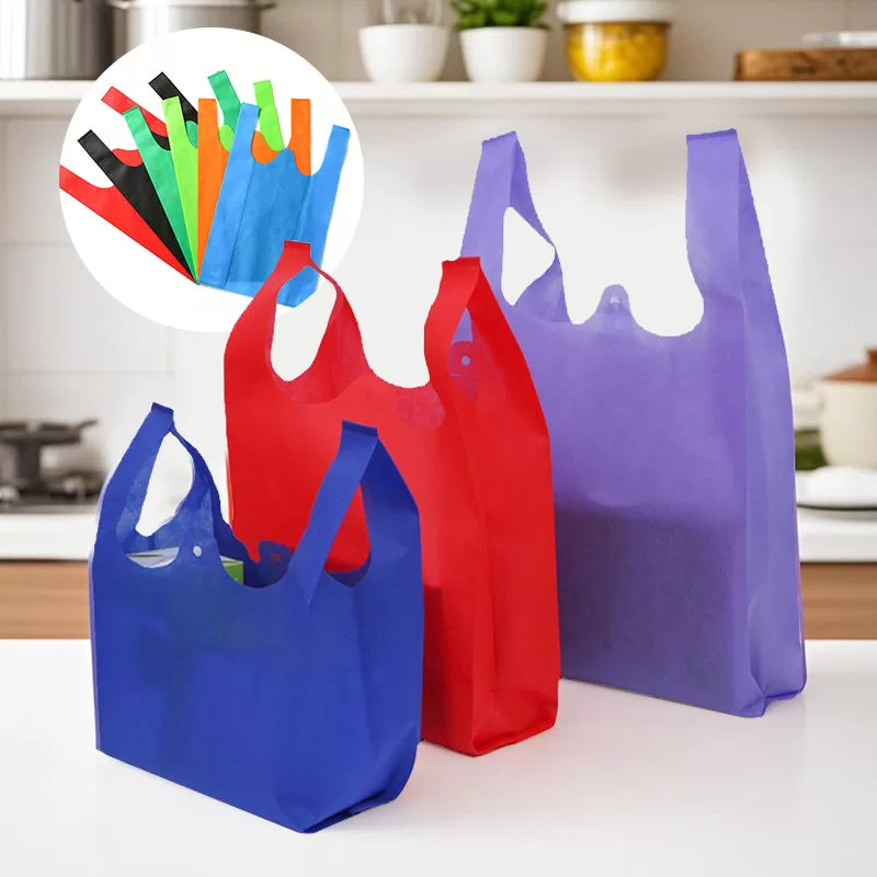 Reusable Non-Woven Shopping Bags – Heavy Duty Eco-Friendly Grocery Totes with Reinforced Handles – Durable Foldable Market Bags for Groceries, Storage, Travel & More – Pack of 10 – In Stock - 图片 6