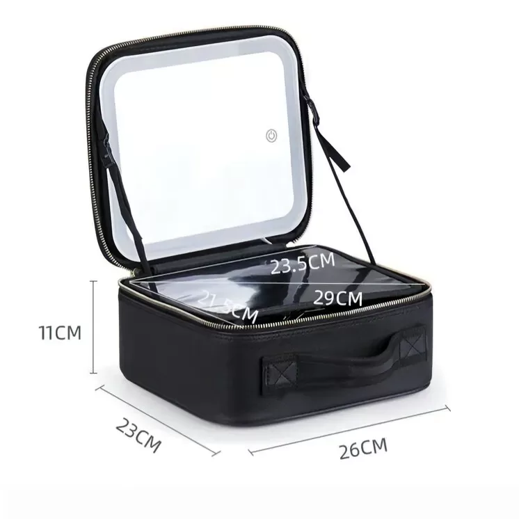 Travel Makeup Bag with LED Lighted Mirror – Portable Cosmetic Organizer Case for Women ... - SKU TMO16771 - UGI Packaging